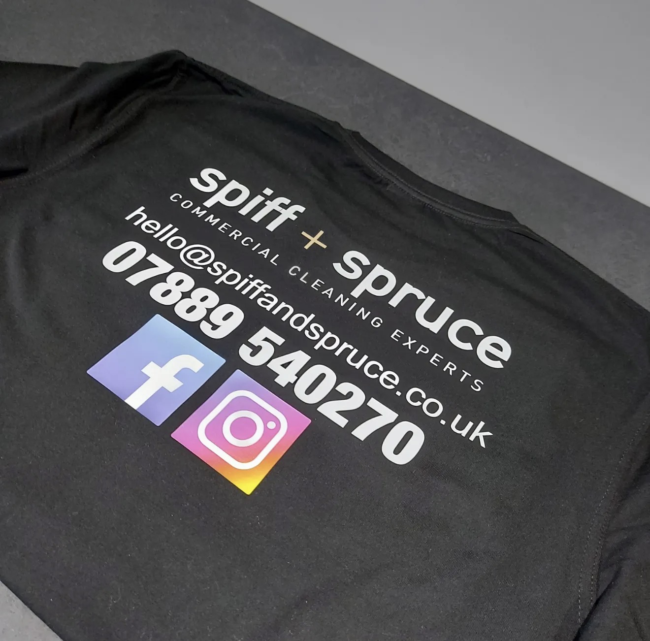 Spiff + Spruce commercial cleaning printed t-shirt