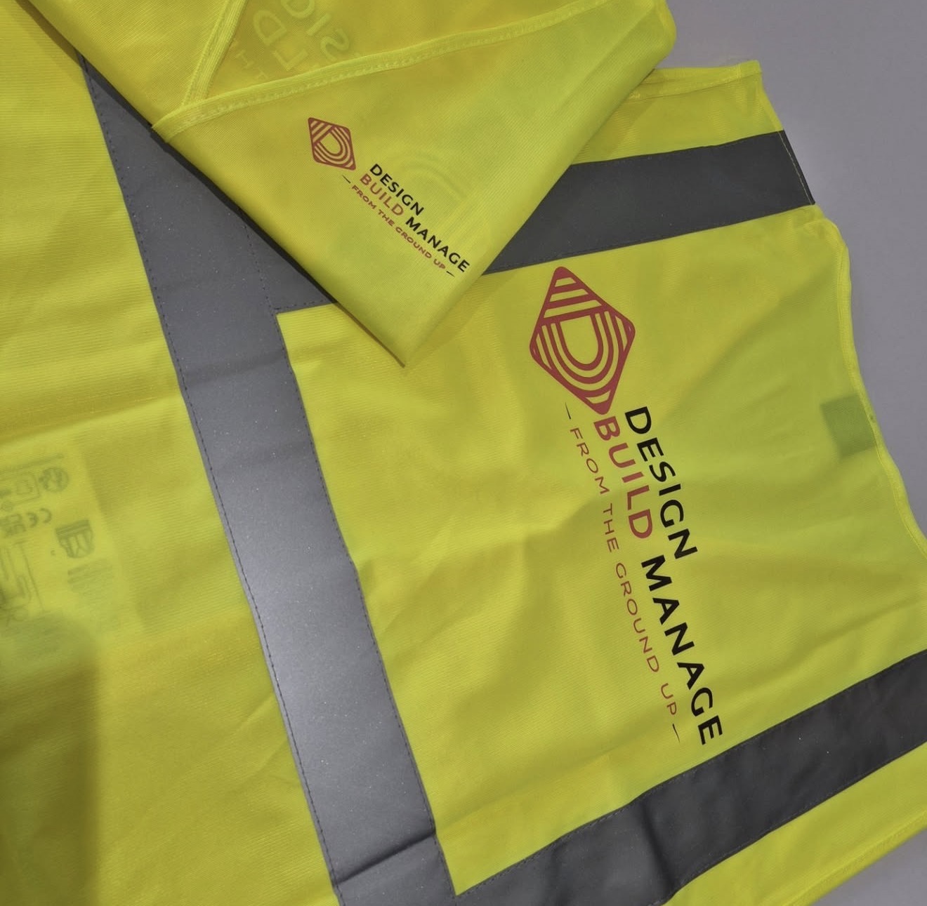 Design Build Manage printed hi-vis safety vests